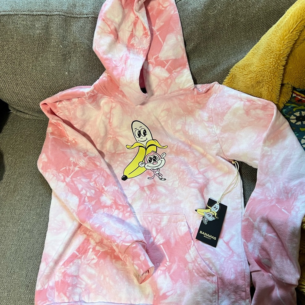 Banana Monkey Pink Tie-Dye Hoodie